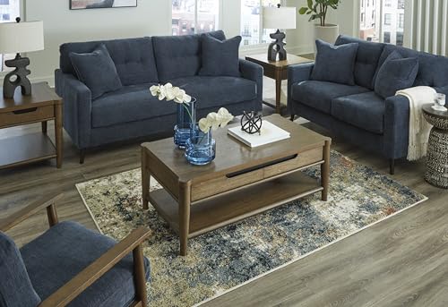 Signature Design by Ashley Bixler Classic Tufted Loveseat with Removable Cushions, Blue Signature Design by Ashley