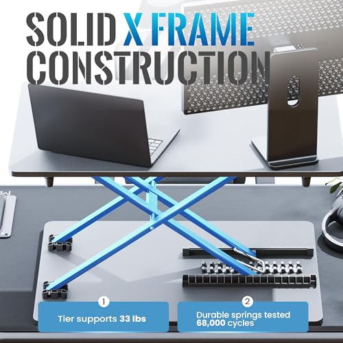 yoopin Standing Desk Converter, 25.16" × 15.75" Height Adjustable Laptop Stand for Desk, Sit Stand Monitor Stand, No Assembly Required for Home and Office Use (Black) yoopin
