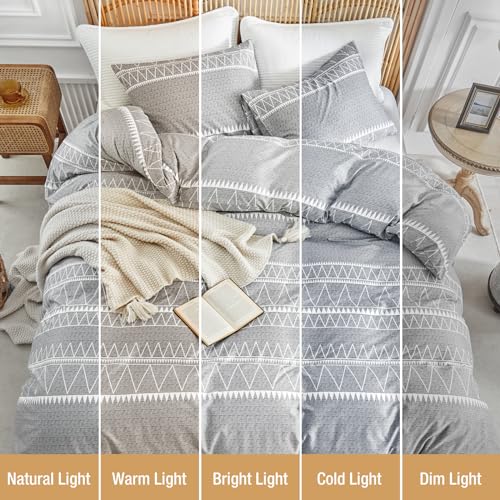 Lekesky Duvet Cover Queen Size, Grey Breathable Comforter Cover Queen Size 3pc Ultra Soft Brushed Bedding Duvet Cover Set with Zipper Ties (1 Duvet Cover 90x90 inches with 2 Pillow Cases) Lekesky