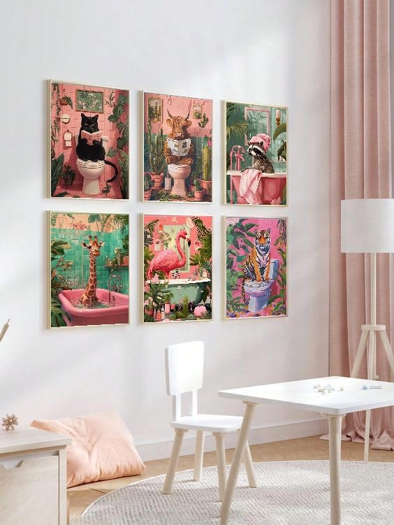 Animals Paint by Numbers Kit for Adults,Cat Cow Tiger Flamingo Giraffe Raccoon Adults' Paint-by-Number Kits for Beginner Acrylic On Canvas DIY Oil Painting Kit for Gift Home Wall Decor 12x16 Inch Ammklfh