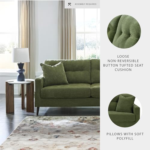 Signature Design by Ashley Bixler Mid-Century Modern Tufted Sofa with 2 Toss Pillows, Green Signature Design by Ashley