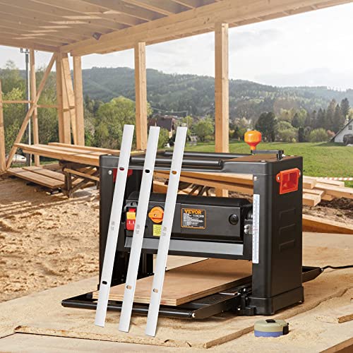 VEVOR Thickness Planer Blades Knives, 13-inch 2 mm Thickened High Speed Steel Replacement HRC55-60 Hardness, Suit for VEVOR 13-inch/12.5-inch Benchtop Planer, Set of 3 VEVOR