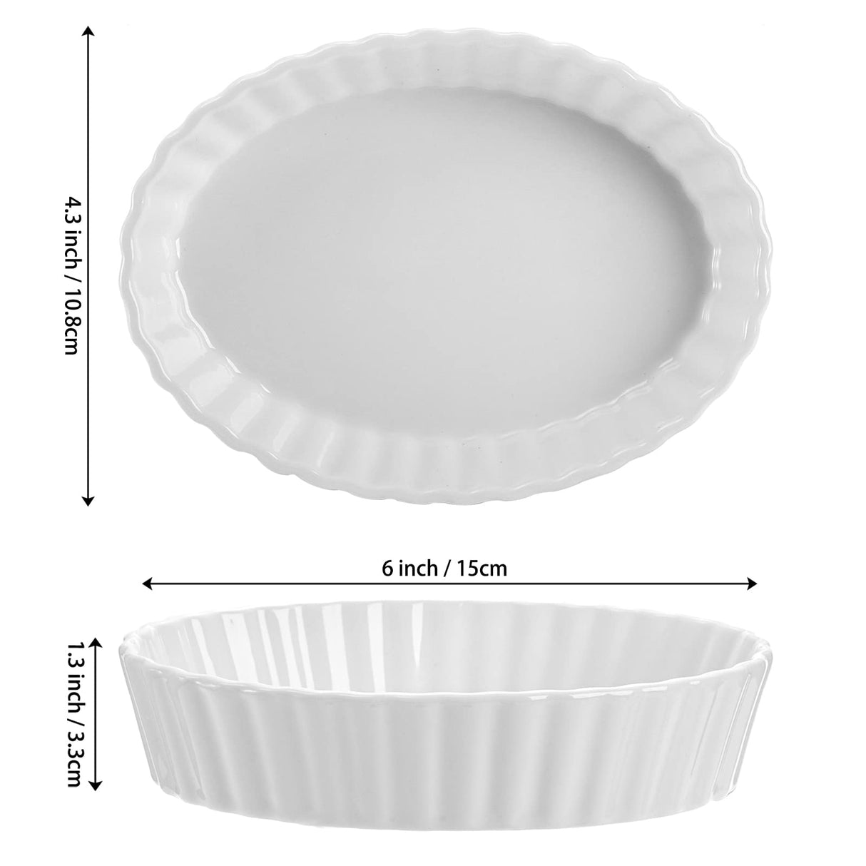 Foraineam Set of 8 Pieces Porcelain Ramekins, 6 Ounce Oval Creme Brulee Ramekin Dishes 6 x 4-1/4 x 1-1/4 Inch Baking Ramekins Set Foraineam