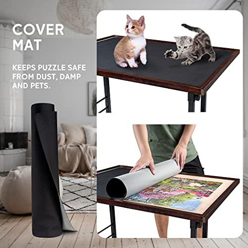 Becko US 1500 Piece Tilting Puzzle Table with Cover Mat & Legs, Jigsaw Puzzle Board with 5 Tilt Angle & Height Adjustment, Portable & Movable Tables with Storage for Adults, Enclosed with 4 Wheels Becko US
