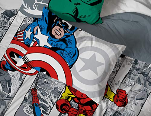Jay Franco Kids Sheet Cartoon Set with Fitted, Flat Sheets & Pillow Cover - Ultra-Soft Bedding with Pillowcase for Room Decor, White - Avengers, 4 Piece Full Jay Franco
