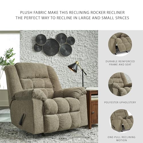 Signature Design by Ashley Kegler Contemporary Tufted Manual Rocker Recliner, Light Brown Signature Design by Ashley