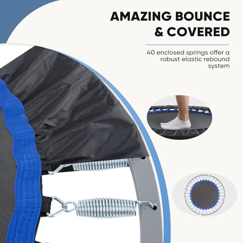 DUMOS 40" Rebounder Trampoline for Adults with Handle, Exercise Trampoline Foldable Indoor Mini Rebounders with Adjustable Bar for Workout Fitness Max Load 330lbs DUMOS
