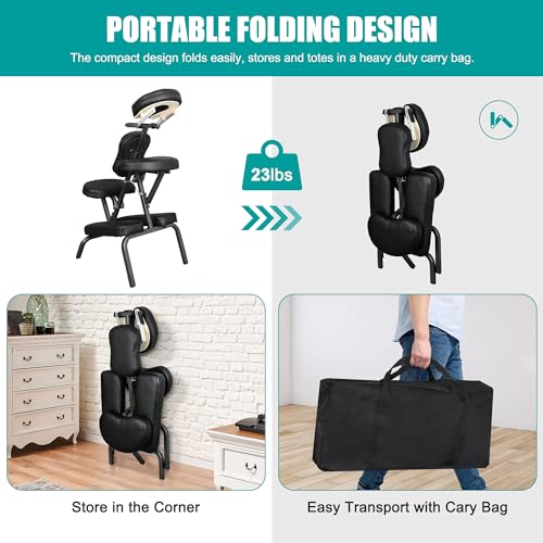 Nova Microdermabrasion Portable Massage Chair Foldable Tattoo Therapy Chair 4 Inches Thickness Sponge Face Cradle Spa Salon Massage Chair (Black) Nova Microdermabrasion