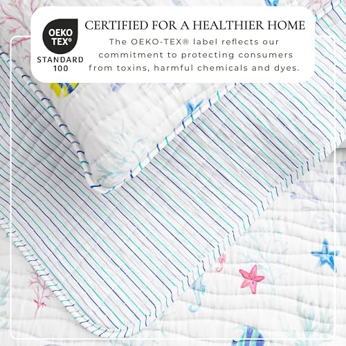 Great Bay Home Coastal Quilt Set - 3-Piece Full/Queen Size Nautical Bedding Set - Lightweight, All-Season, Reversible Bedspread (Colorful Seascape) Great Bay Home