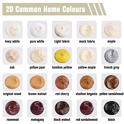 CHUKCHI Wood Furniture Repair Kit, 28 Piece Set Wood Filler Repair Kit Furniture Scratch Hole Restorer with Scraper, Brushes, Palette for Repairing CHUKCHI