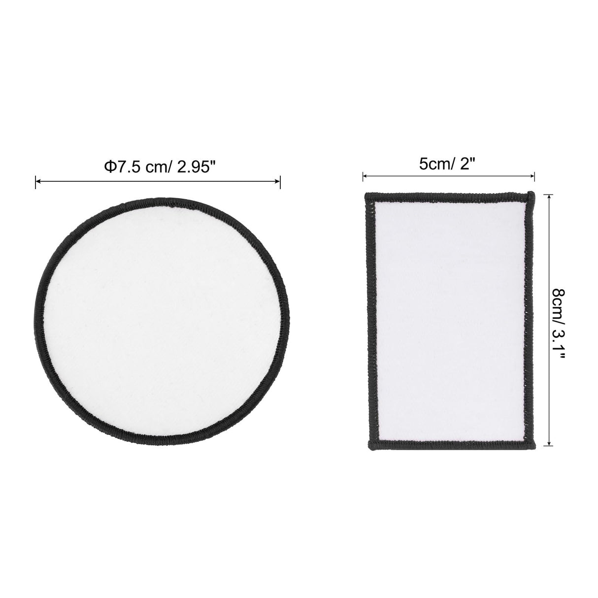 MECCANIXITY 20pcs Sublimation Patch Blank, Fabric Iron-on Blank Heat Transfer Repair Patch for DIY Crafts Caps Clothes Shoes Bags White with Black Border MECCANIXITY