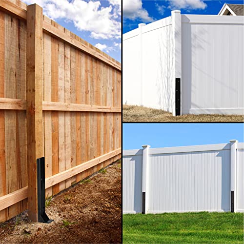 WIMART Fence Post Repair Kit, Heavy Duty Steel Fence Post Anchor Ground Spike for Repair Tilted, Broken Wood Fence Post (Black - Set 4) WIMART