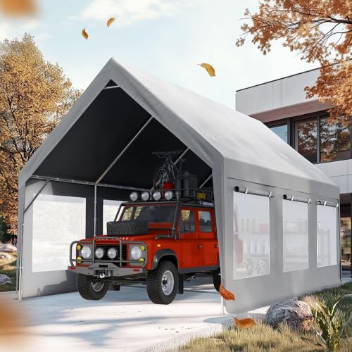 Quictent Heavy Duty 10x20 ft Carport Tent with Ultra-High Peak & Ventilation Windows, Waterproof Outdoor Canopy Shelter for Events, Storage, Parking & Wedding - Gray Quictent