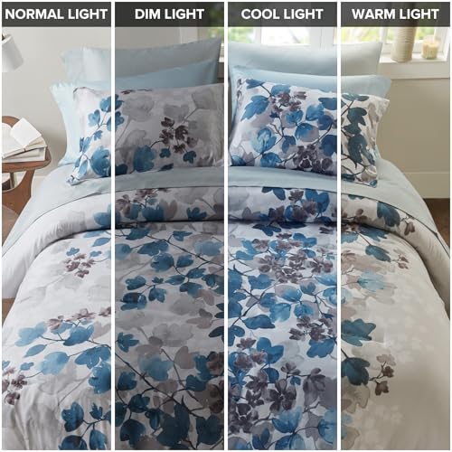 Madison Park Twin XL Comforter Set with Sheets, Floral Bed in A Bag Soft Microfiber Comforter for Twin XL Size Bed, All Season Lightweight Comforters Twin XL Bed Set, Alexis, 6 Piece Blue Madison Park