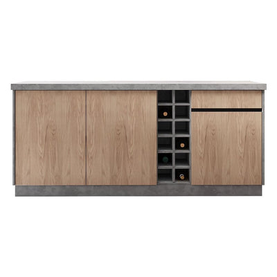 homary 72'' Kitchen Island with Storage Japandi Style Wood Kitchen Islands with Seating and LED Light in Gray
