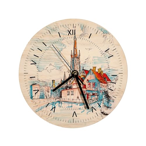 FOKOCALI 20 Pack Wooden Wall Clock 7.9 inch Sublimation Round Wall Clock Blanks Wood Clocks for Living Room DIY Sublimation Heat Press Printing FOKOCALI