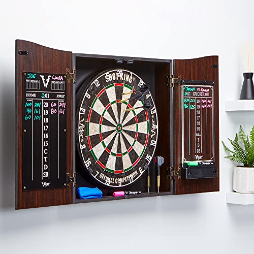 Viper by GLD Products Vault Deluxe Dartboard Cabinet with Shot King Sisal Dartboard and Illumiscore Scoreboard, Wood Viper