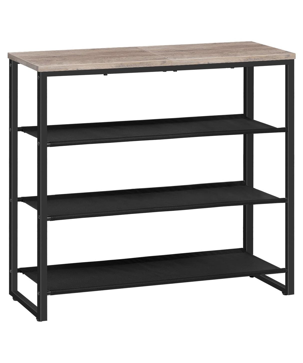 HOOBRO Shoe Rack, 4 Tier Shoe Storage Organizer with 3 Oxford Fabric Shelves and Top Panel, Holds 12-16 Pairs of Shoes for Entryway and Closet, Industrial, Greige BG47XJ01G1 HOOBRO