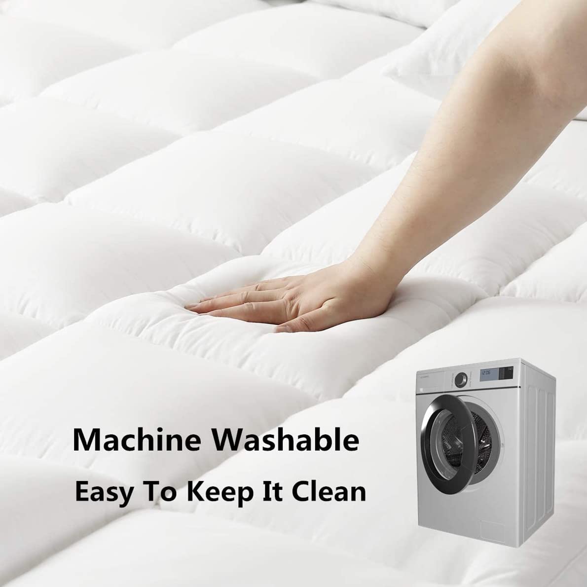 DROVAN Mattress Pad King Size - Extra Thick Mattress Cover - Pillow Top Deep Pocket with Breathable 7D Spiral Fiber Filling Cooling Mattress Topper DROVAN