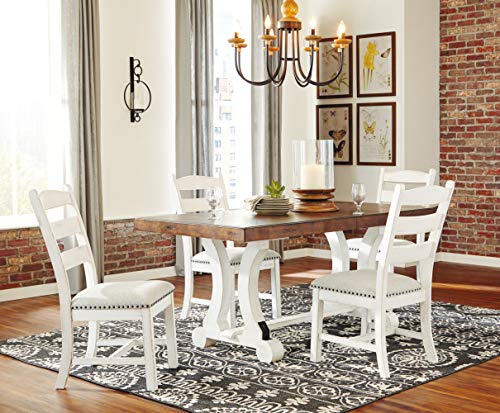 Signature Design by Ashley Valebeck Farmhouse Rectangular Extension Dining Table, Fits up to 8, White & Brown Signature Design by Ashley