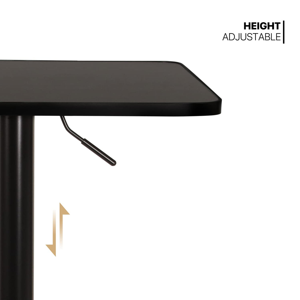 MoNiBloom Square Bar Table Kitchen Dining Table High Top Table for Home Balcony Indoor Outdoor Bistro Table 27.5"- 36" Height-Adjustable Cocktail Table, Black MoNiBloom