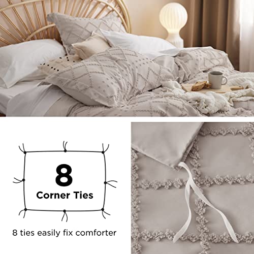 Bedsure Boho Duvet Cover King Size - Linen Breathable & Soft Boho Bedding, Machine Washable Comforter Cover for All Seasons, Includes 1 Duvet Cover 104"x90" with 2 Pillow Shams & Zipper Closure Bedsure