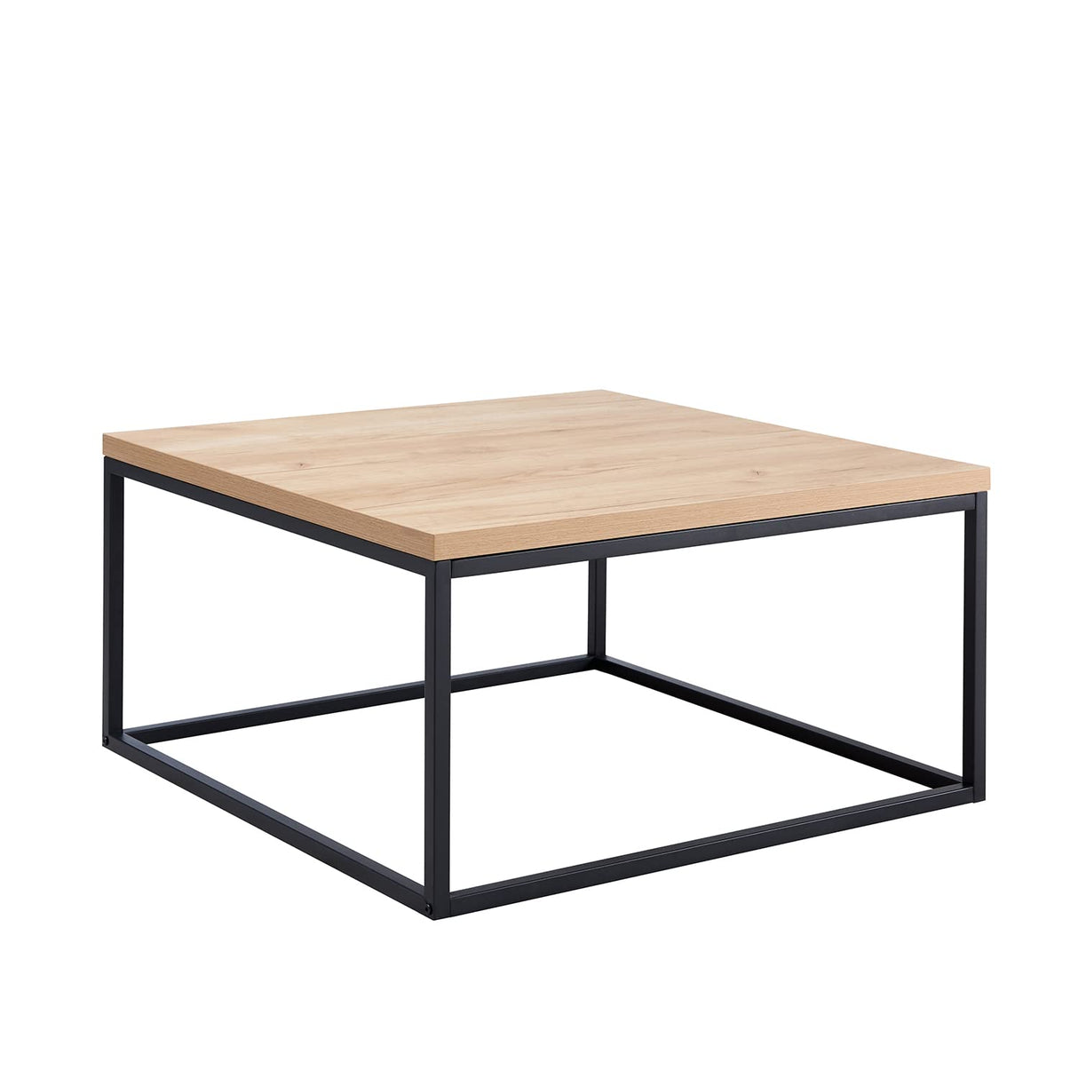 CENSI 30" Square Coffee Table, Natural Oak Light Wood Center Table for Living Room, Modern Industrial Farmhouse Cocktail Table, Extra Thick 1.2" Top with Sturdy Metal Frame, Scandi Style CENSI