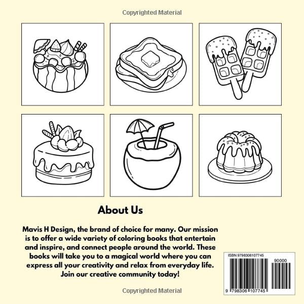 Food Sweet & Drink: Bold and Easy Coloring Book for Adults and Kids, Simple and Big Designs for Relaxation Featuring a Variety of Foods, Sweets and Drinks (Bold & Easy Coloring) WoodArtSupply