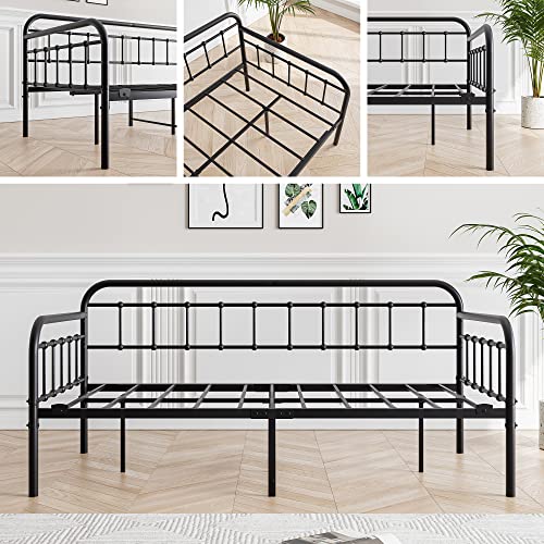 JURMERRY Metal Daybed Frame Twin Size with Steel Slats Platform Furniture,Black… JURMERRY