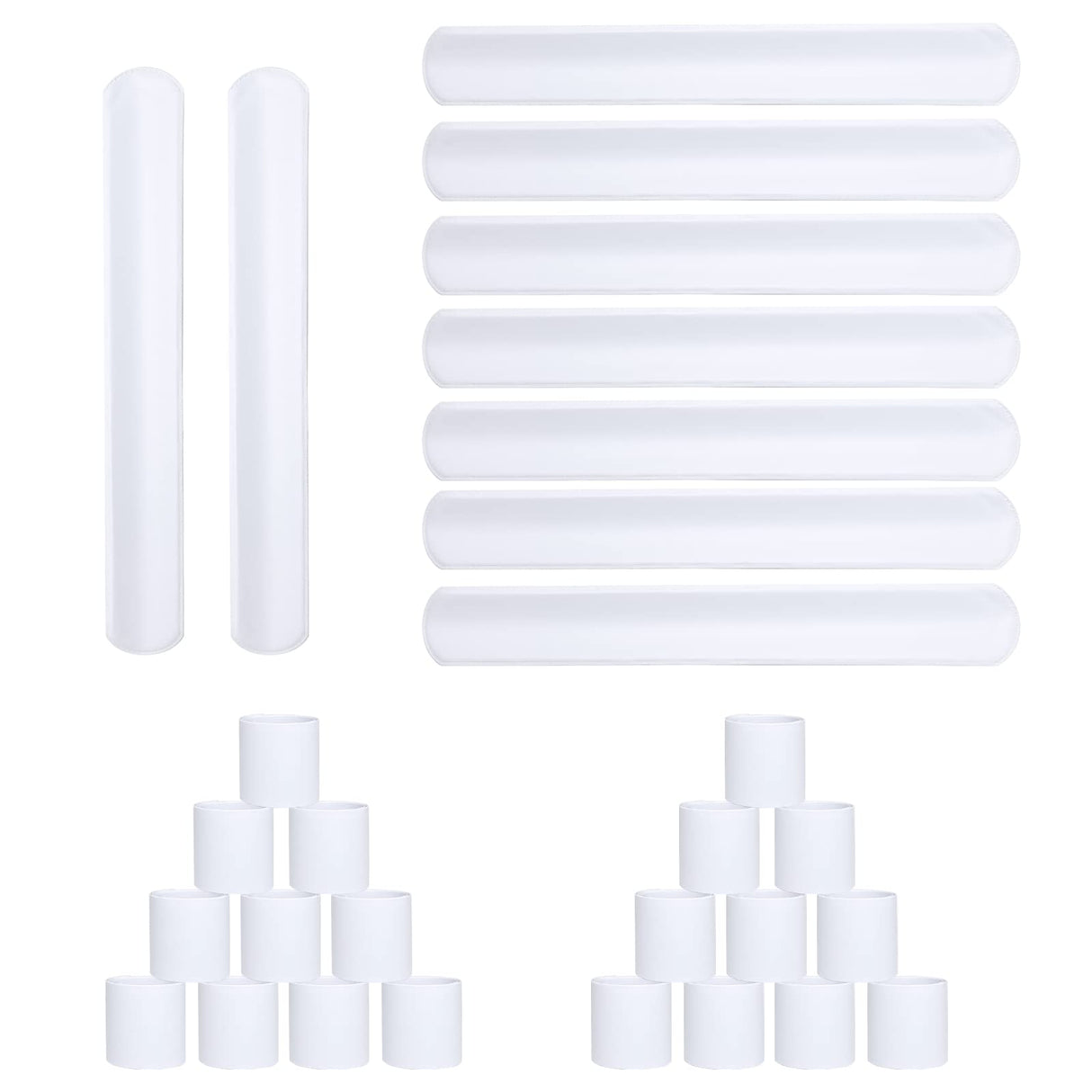HappyHapi 42 Pack Slap Bracelets White, 8.7 x 1.2 Inch DIY Slap Bands Party Favors for Birthday,Halloween,Christmas, Blank Soft Wristband School Craft Projects, DIY Painting, Corsage, Vinyl Wrapping HappyHapi
