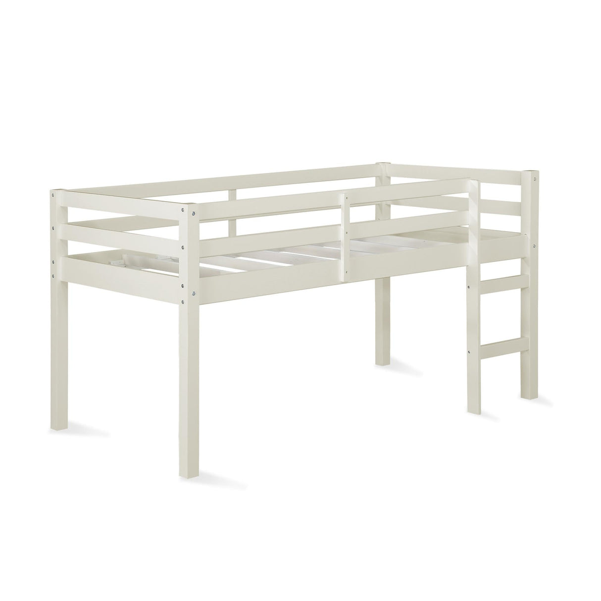 DHP Milton Twin Loft Bed, White, Traditional Small Space Junior Size, Horizontal Paneling, Sturdy Wood Construction DHP