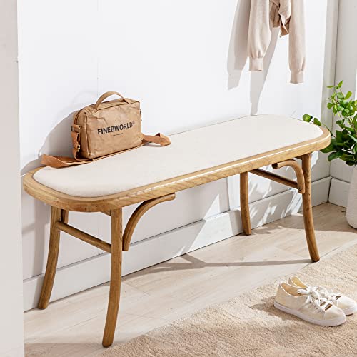 DM Furniture Farmhouse Wood Bench Small Entry Way Bench Seat Narrow Dining Bench Bed End Indoor Bench for Living Room Foyer Indoor, Uphostered Bench DM Furniture