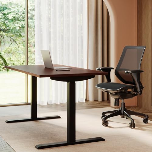 Realspace® Magellan 60" W Pneumatic Height-Adjustable Standing Desk, Cherry Realspace