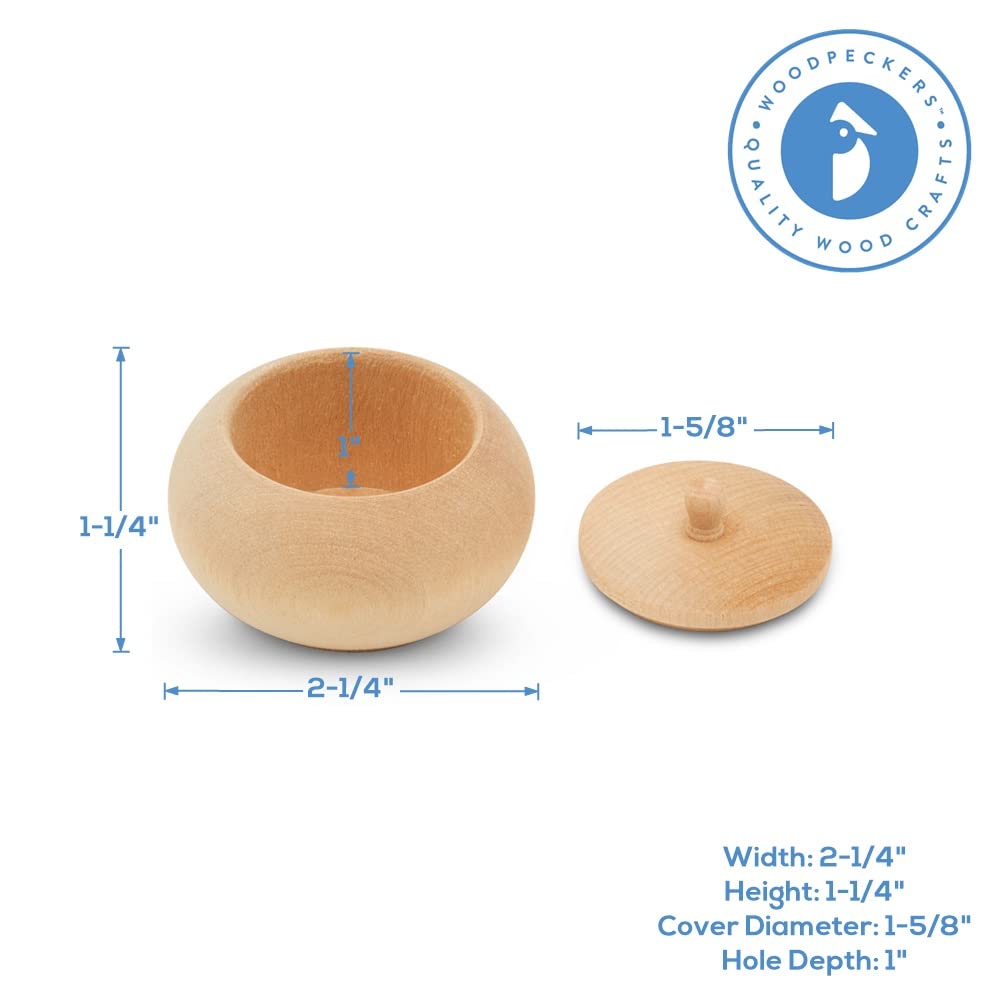 Woodpeckers Vanity Wood Trinket Box 1-1/4-inch x 2-1/4-inch, Pack of 3 Unfinished Wooden Boxes, DIY Box Wood Storage for Play Woodpeckers