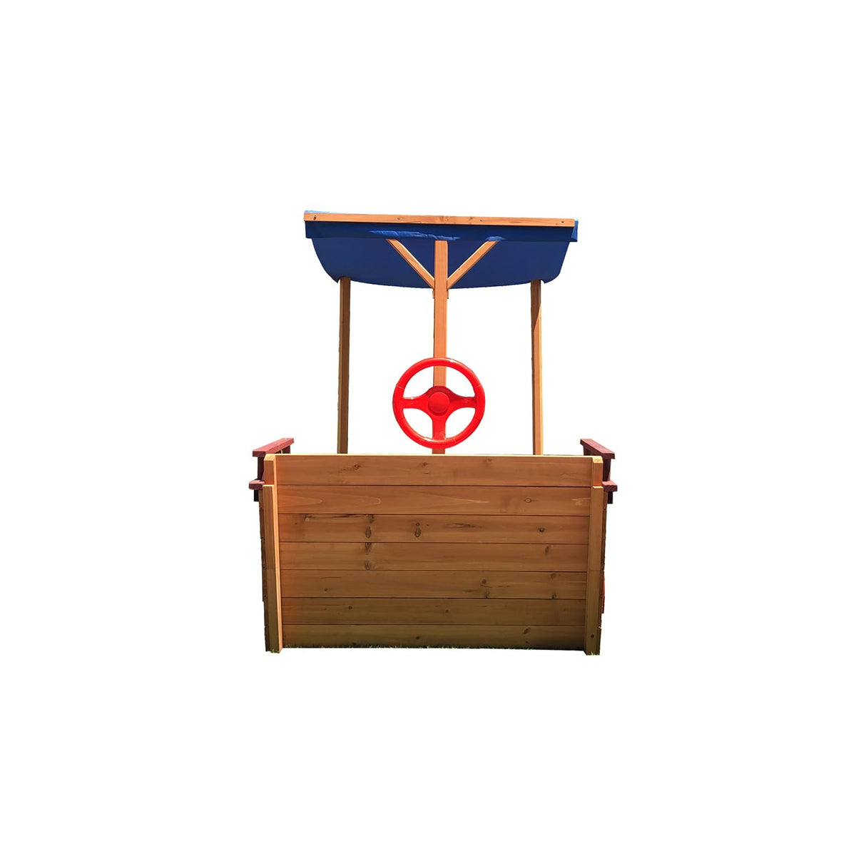 Wood Sandbox with Canopy, 63'' x 30.7'' Pirate Ship Sandbox with Cover and Rudder, Sand Box for Kids Ages 4-8, Kids Sandbox with Storage Bench and Seat, Kids Outdoor Playhouse for Backyard, Garden Angel Sar