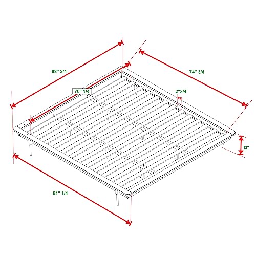 Mid Century Modern Caramel Solid Wood Platform Bed Frame with Headboard and Footboard, King Size Walker Edison