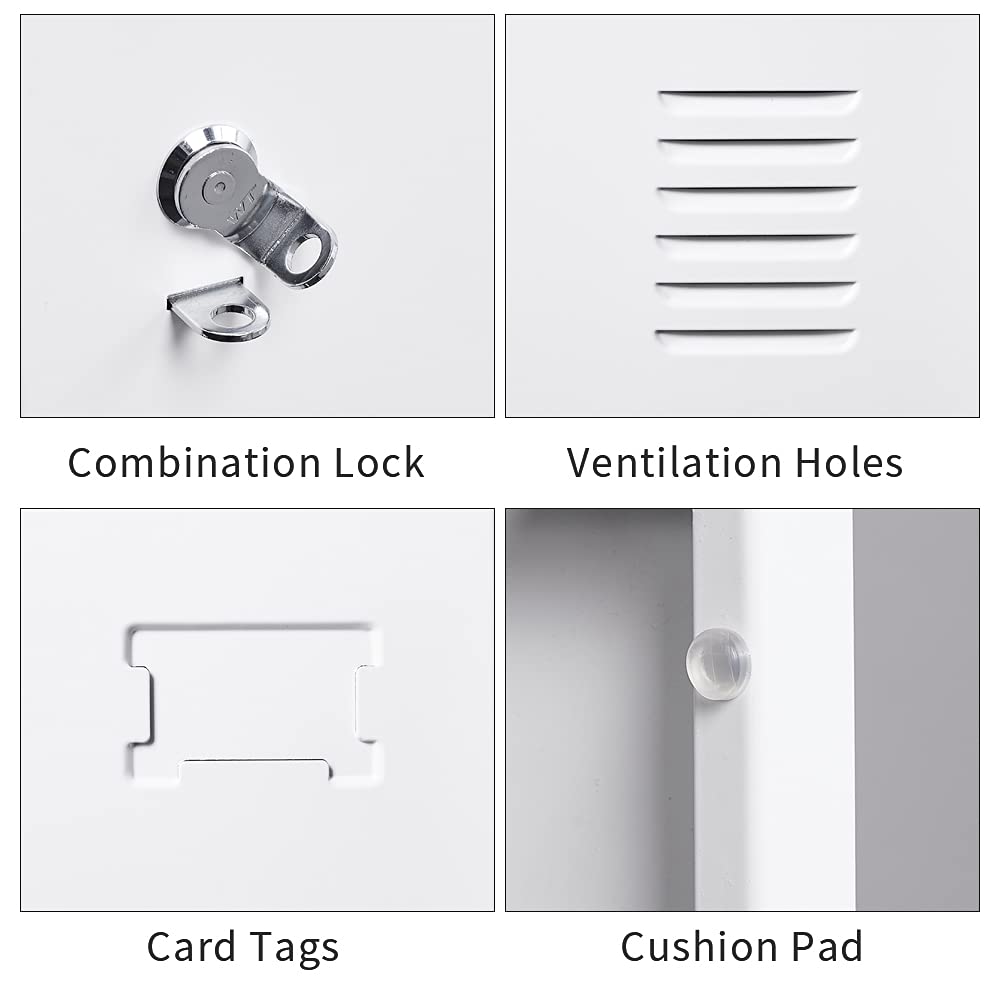 iCHENGGD Metal Locker 6 Door Tall Employee Storage Locker Office Storage Lockers with Combination Lock, Locker Storage Cabinet for Home Gym Office School iCHENGGD