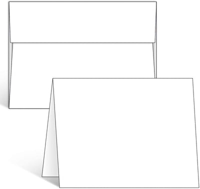 Ohuhu Blank White Cards and Envelopes 50 Pack - 5" x 7" Heavyweight Folded Cardstock and A7 Envelopes for DIY Greeting Cards Wedding Birthday Invitations Baby Shower Thank You Cards and All Occasions