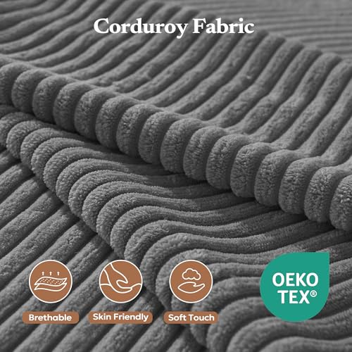 Furnify 6" Futon Mattress Queen Size, Futons Sofa Couch Bed with Straps, Thick Corduroy Fabric Floor Mattress for Adults, Foldable Mattress with Shredded Foam Filling (Frame Not Included), Grey Furnify