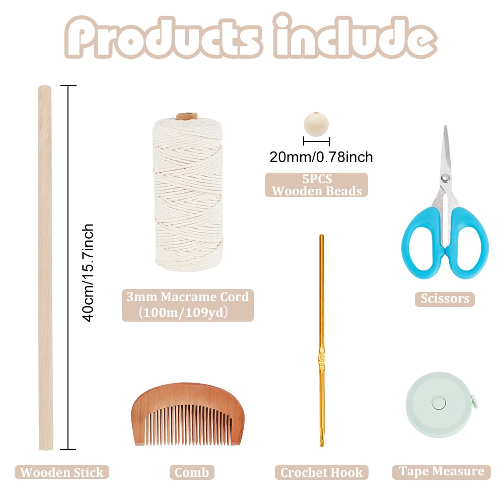 FREEBLOSS DIY Macrame Kit for Adults Beginners Bohemian Macrame Wall Hanging Ornament Creative Boho Macrame Wall Art Macrame Tapestry Gift for Mom Girls FREEBLOSS