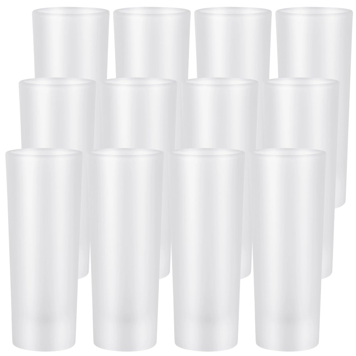 Tideme 3 oz Sublimation Shot Glass Blanks - 12 PCS Sublimation Frosted Shot Glasses,Personalized Sublimation Glass Cups with Heavy Base, Sublimation Wine Tumbler for Whiskey,Tequila,Vodka Tideme