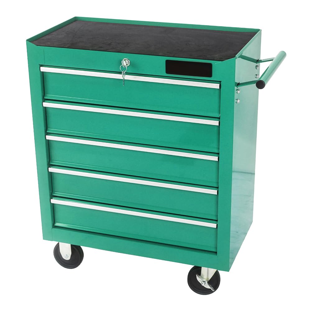 SLifet Tool Cart 5-Drawer, Tool Box with Wheels, Rolling Tool Chest, Multifunctional Tool Cart, Tool Storage Organizer Trolley with Interlock System, Mechanic Tool Storage Cabinet, for Garage SLifet