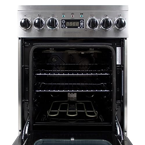 West Bend WB200ERPSS 20-Inch Electric Range, Compact Design, Top with 4 Cooking Zones, Glass Oven Door, Storage Drawer, and Rotisserie Accessories, 2.0 Cu. Ft, Stainless Steel, Metallic West Bend