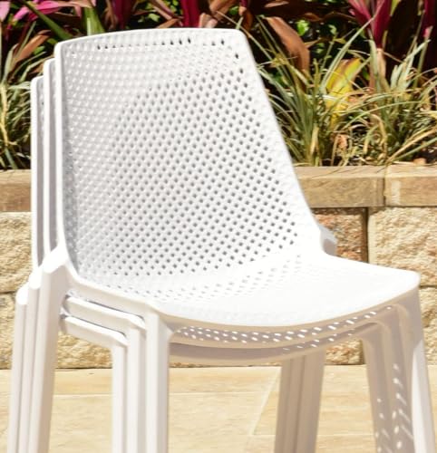 Urban Elements Melbourne 9-Piece Round Patio Furniture Set | Teak Finish 100% FSC Eucalyptus Wood | Backyard Furniture, Outside Table and Chairs, Outdoor Dining Set, White Urban Elements