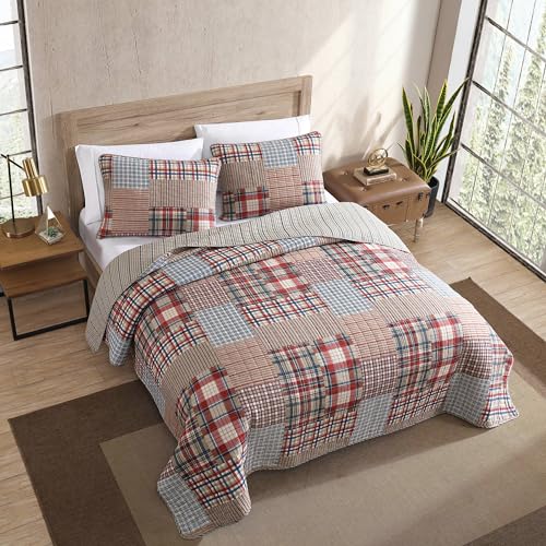 Eddie Bauer - Twin Quilt Set, Reversible Cotton Bedding with Matching Sham, Luxurious Bedding Set (Hawthorne Brown, Twin) Eddie Bauer
