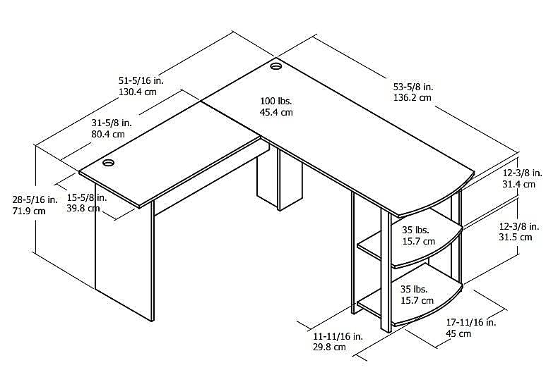 Ameriwood Home Dakota L-Shaped Desk with Bookshelves (Black Ebony Ash) Ameriwood Home