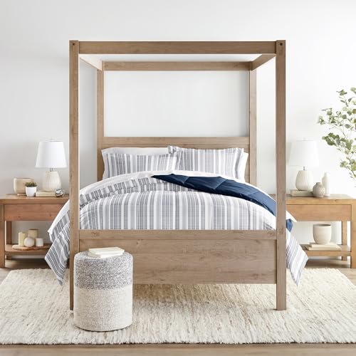 LINENS & HUTCH Comforter Set Patterned Microfiber All Season Down-Alternative Ultra Soft Bedding in Farmhouse Dreams - Full/Queen Farmhouse Dreams Navy LINENS & HUTCH