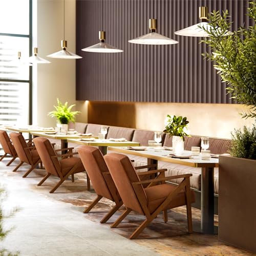 Yaheetech Accent Chair, Armchair with Strong Wood Frame, PU Leather Modern Retro Lounge Chair for Living Room/Lounge/Office/Reception Area, 2 Pieces, Light Brown Yaheetech