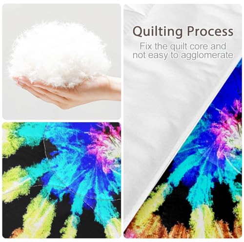 BlessLiving Tie Dye Comforter Set Hippie Bedding Set King Trippy King Size Tie Dye Bed Set Blue Purple Black 3 Piece Gypsy Bohemian Comforter Psychedelic Quilt with 2 Pillow Shams BlessLiving