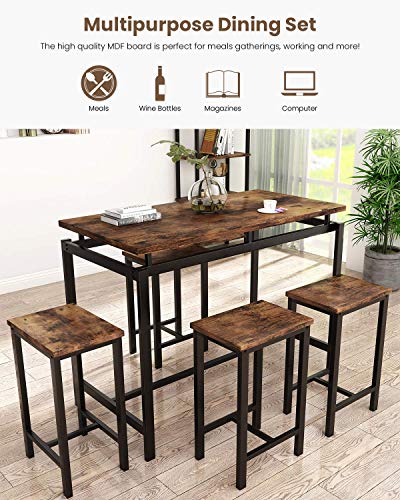Recaceik 5-Piece Modern Wood Dining Table Set for Small Spaces - Perfect for Kitchen, Breakfast Nook, and Living Room Recaceik